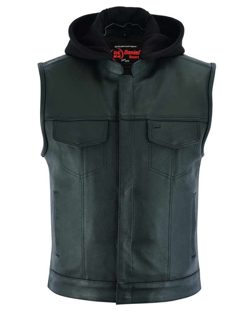 Leather Motorcycle Vest - Men's - Gun Pockets - Hoodie - Up To 12XL - Big and Tall - Versa - RC182-RC - Image 10