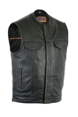 Leather Motorcycle Vest - Men's - Gun Pockets - Up To 12XL - Big and Tall - UpStyle - RC187-RC