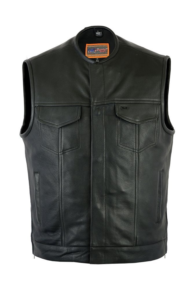 Leather Motorcycle Vest - Men's - Gun Pockets - Up To 12XL - Big and Tall - UpStyle - RC187-RC - Image 2