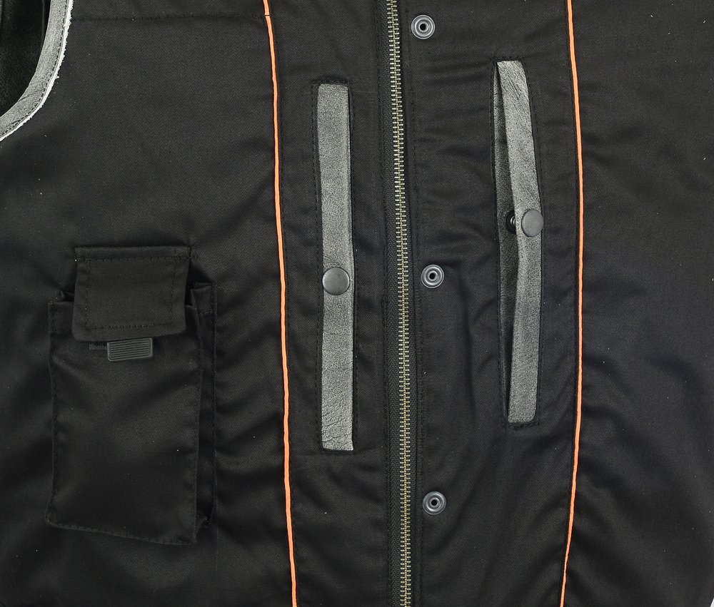 Leather Motorcycle Vest - Men's - Gray - Gun Pockets - Up To 12XL - Vintage - RC191V-RC - Image 9