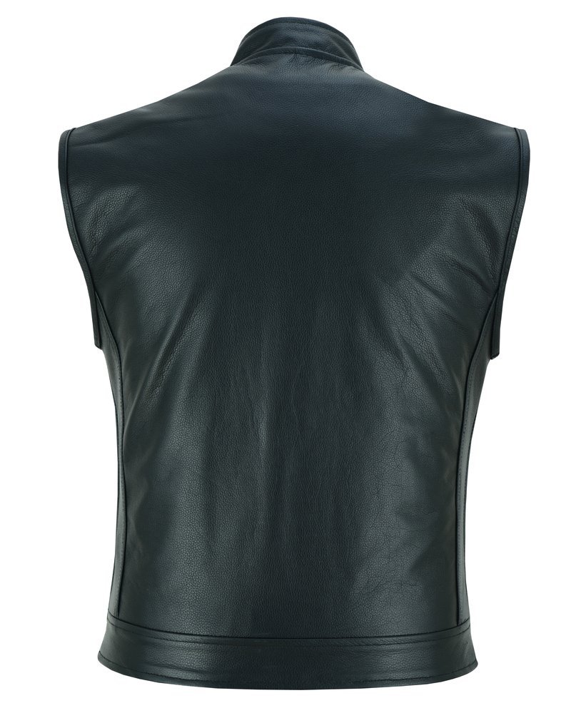 Leather Motorcycle Vest - Men's - Men's Leather Motorcycle Vest - USA Flag - Skull Lining - Up To 8XL - Black Rune Private - RC193-RC - Image 11