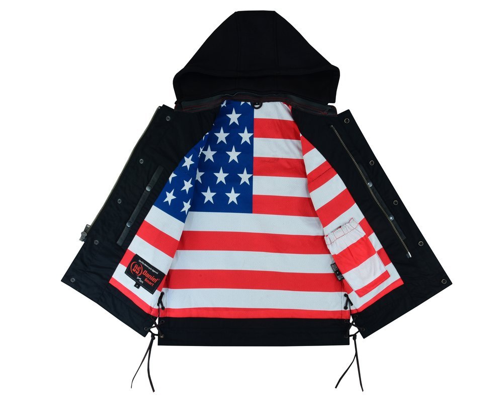 Leather Motorcycle Vest - Men's - Road Edge - USA Flag Liner - Hoodie - Up To 8XL - Highway Bound - RC194-RC - Image 8