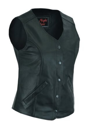 Leather Vest - Women's - Longer Body - Plain Sides - Gun Pockets - DS204-DS