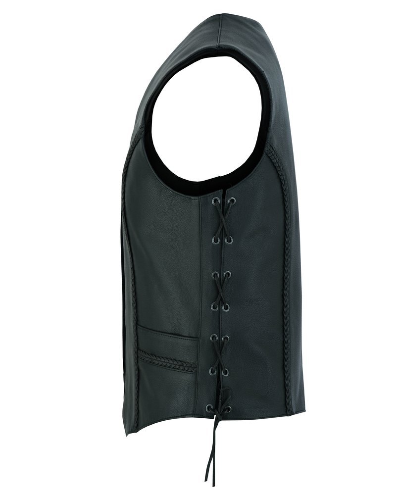 Leather Vest - Women's - Braid Design - Side Laces - Gun Pockets - DS219-DS - Image 9