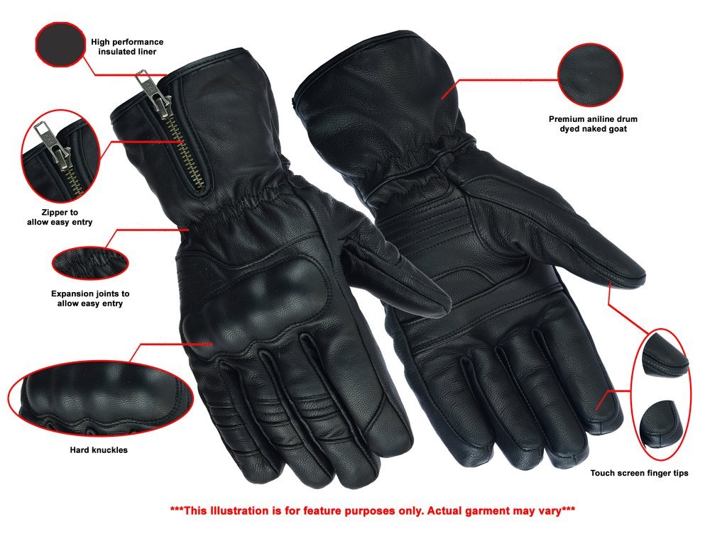 Leather Gloves - Men's - Rain Performance - Gauntlet Gloves - Premium - DS2493-DS - Image 2