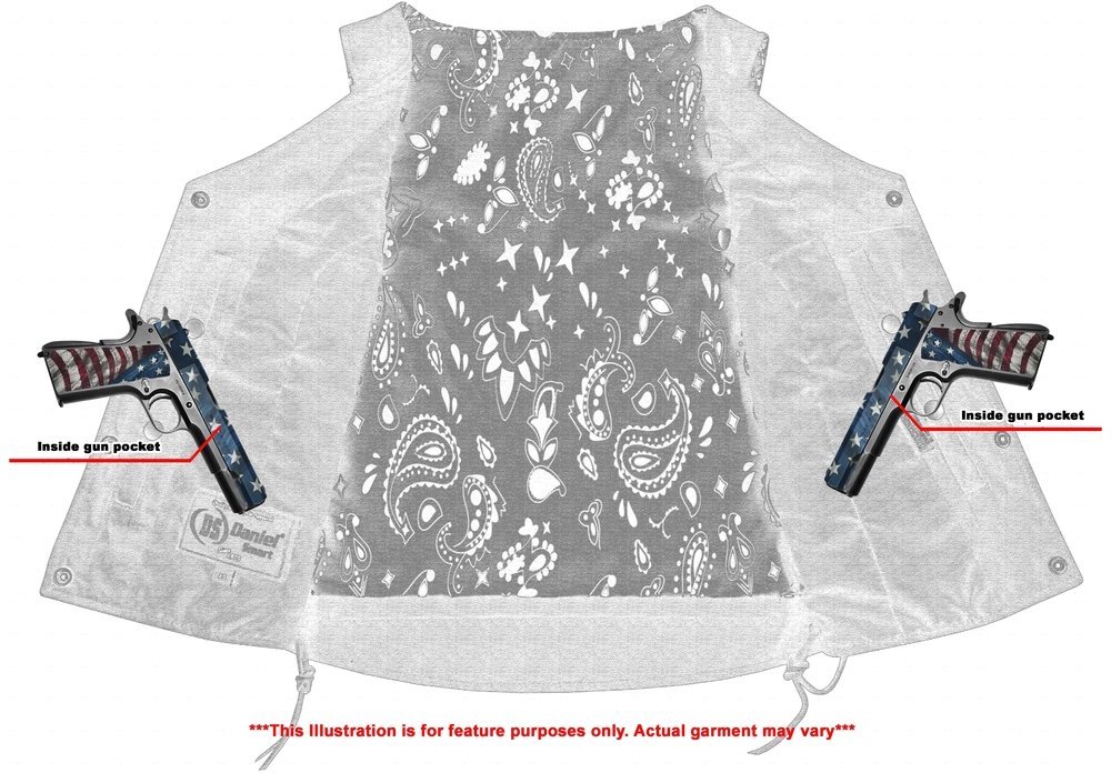 Leather Vest - Women's - Gun Pockets - Purple Paisley Liner - DS261-DS - Image 6