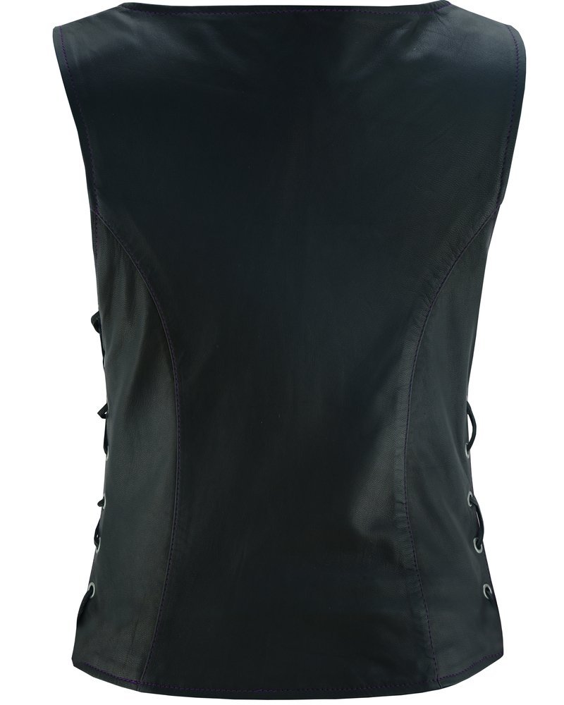 Leather Vest - Women's - Gun Pockets - Purple Paisley Liner - DS261-DS - Image 5