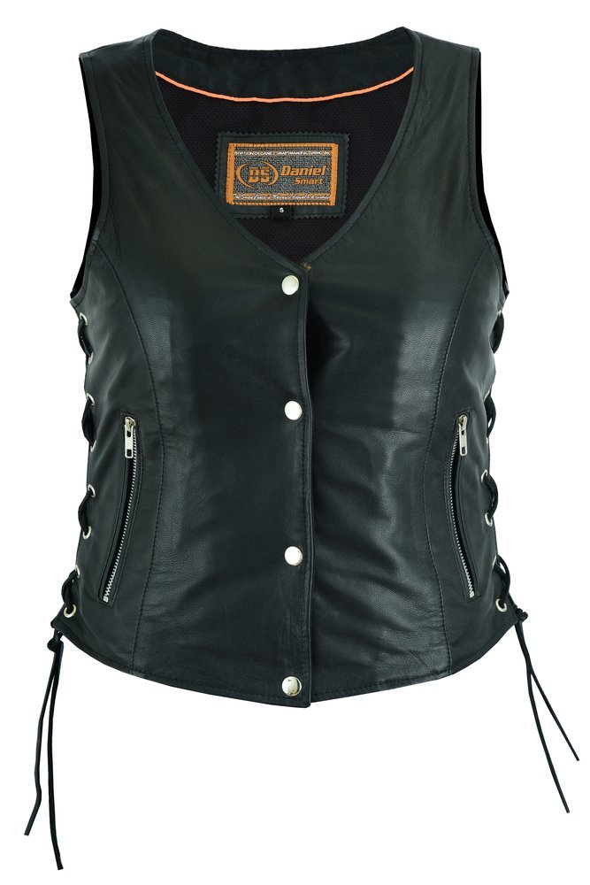 Leather Vest - Women's - Full Cut - Side Laces - Concealed Carry - DS294-DS - Image 2