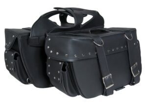 Saddlebags - PVC - Studs - Zip Off Bags - Slanted - Motorcycle Luggage - DS321S-DS