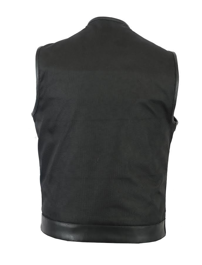 Canvas and Leather Motorcycle Vest - Men's - Gun Pockets - Up To 12XL - DS687-DS - Image 8