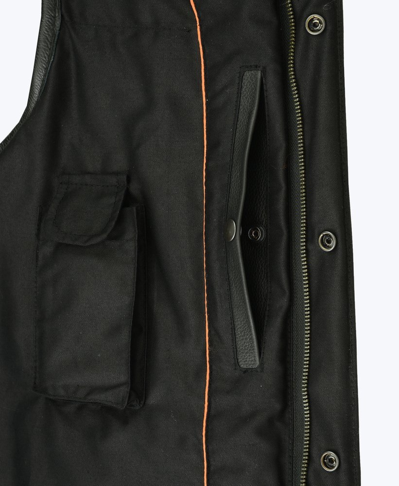 Canvas and Leather Motorcycle Vest - Men's - Gun Pockets - Up To 12XL - DS687-DS - Image 11