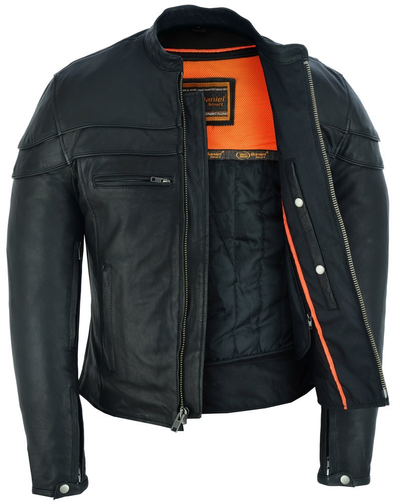 Leather Motorcycle Jacket - Men's - Biker - Big and Tall - Racer - DS701TALL-DS - Image 11