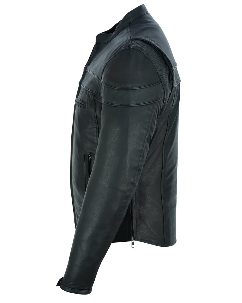 Leather Motorcycle Jacket - Men's - Biker - Big and Tall - Racer - DS701TALL-DS - Image 12