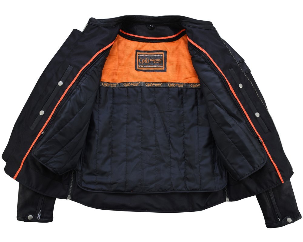 Leather Motorcycle Jacket - Men's - Biker - Big and Tall - Racer - DS701TALL-DS - Image 6