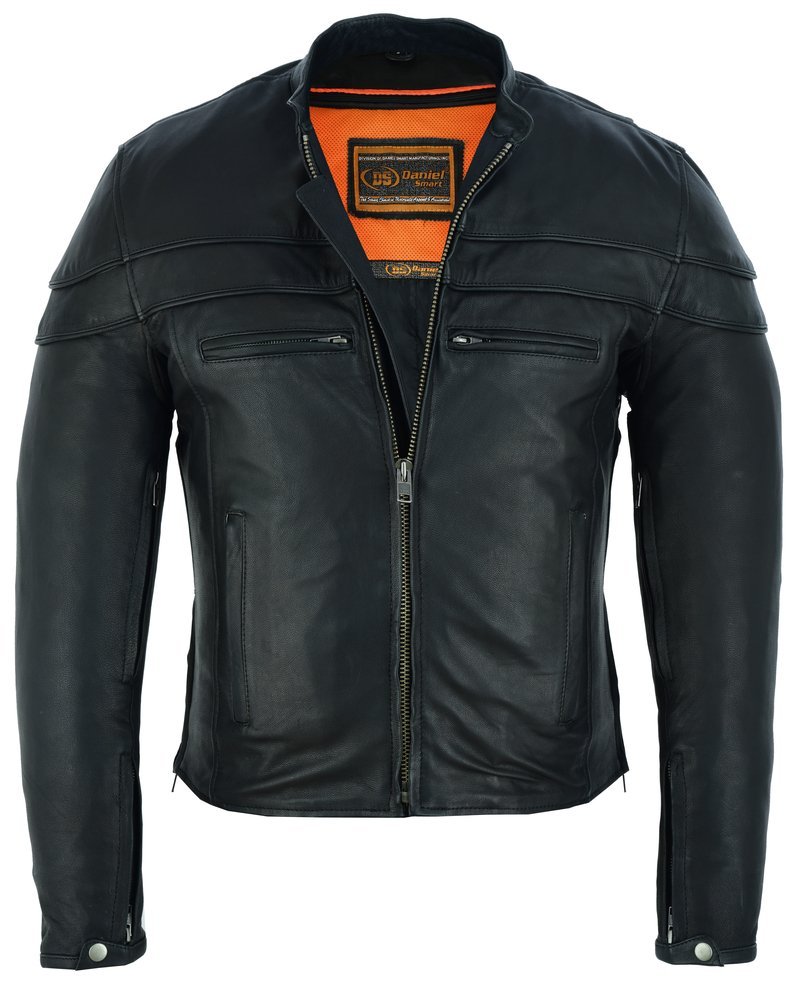 Leather Motorcycle Jacket - Men's - Biker - Big and Tall - Racer - DS701TALL-DS - Image 8