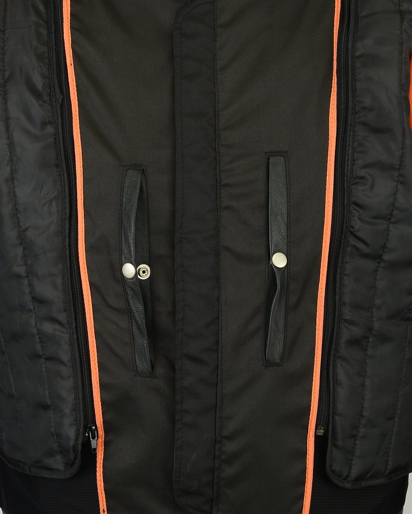 Leather Scooter Jacket - Men's - Reflective Piping - Gun Pockets - DS718-DS - Image 6