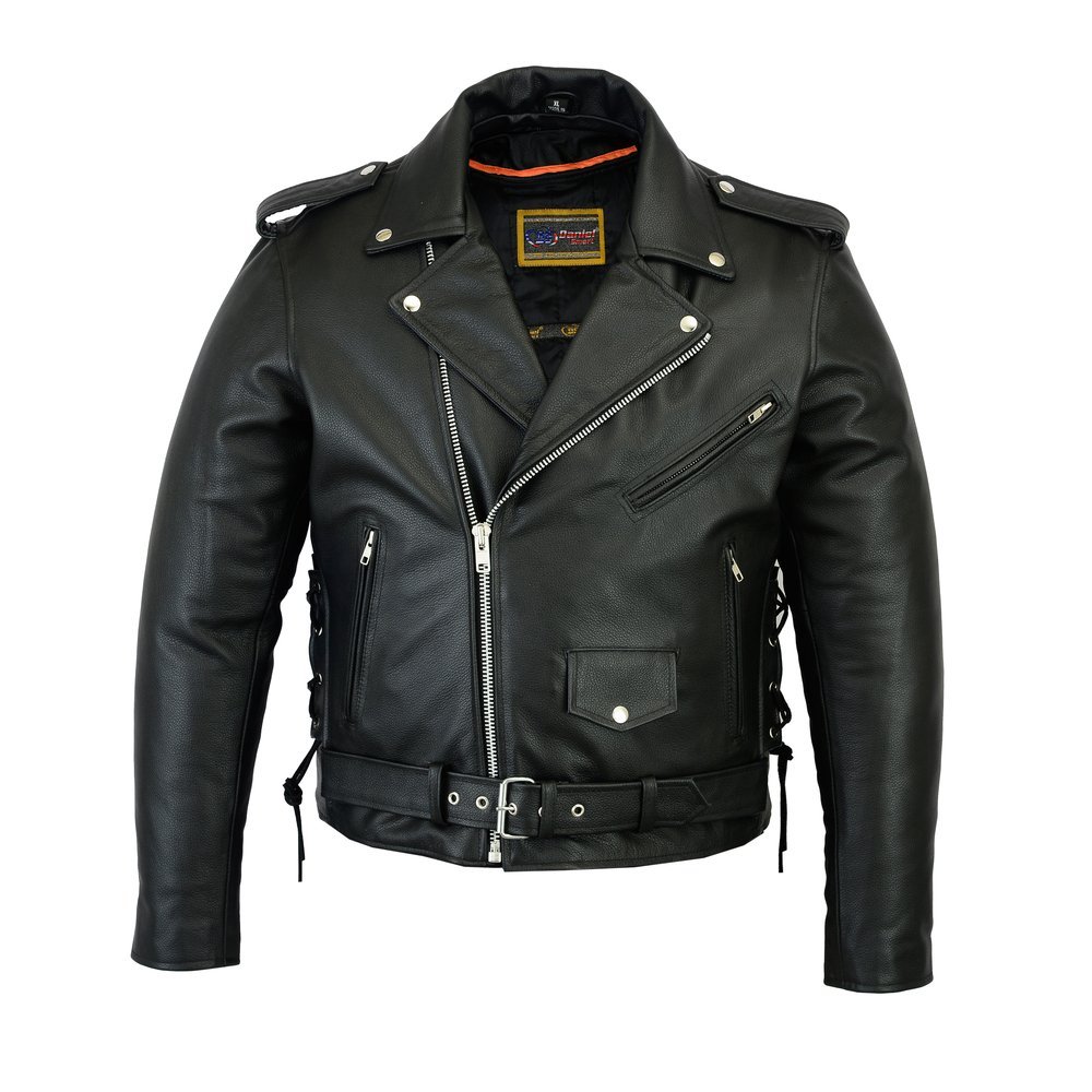 Leather Motorcycle Jacket - Men's - Police Style - Up To 12XL - DS731-DS - Image 4