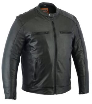 Leather Cruiser Jacket - Men's - Concealed Carry Gun Pockets - DS735-DS