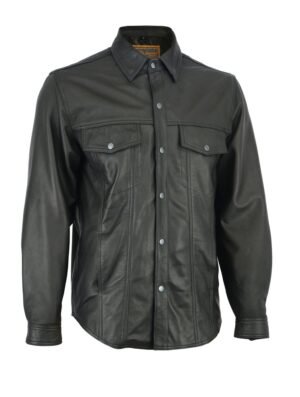 Leather Shirt - Men's - Concealed Carry Pockets - Up To Size 9XL - RC770-RC