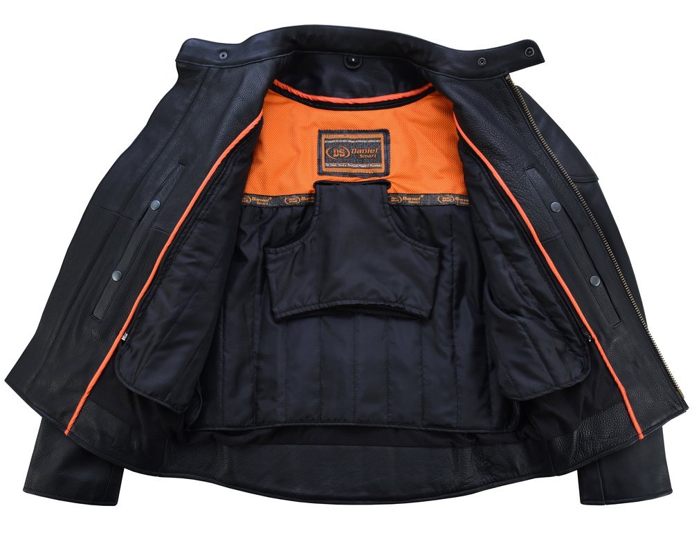 Leather Motorcycle Jacket - Men's - Side Laces - Ventilated - Gun Pockets - DS777-DS - Image 4