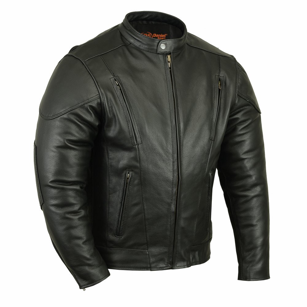 Leather Motorcycle Jacket - Men's - Ventilated - Up To 12XL - Gun Pockets - DS779-DS - Image 2