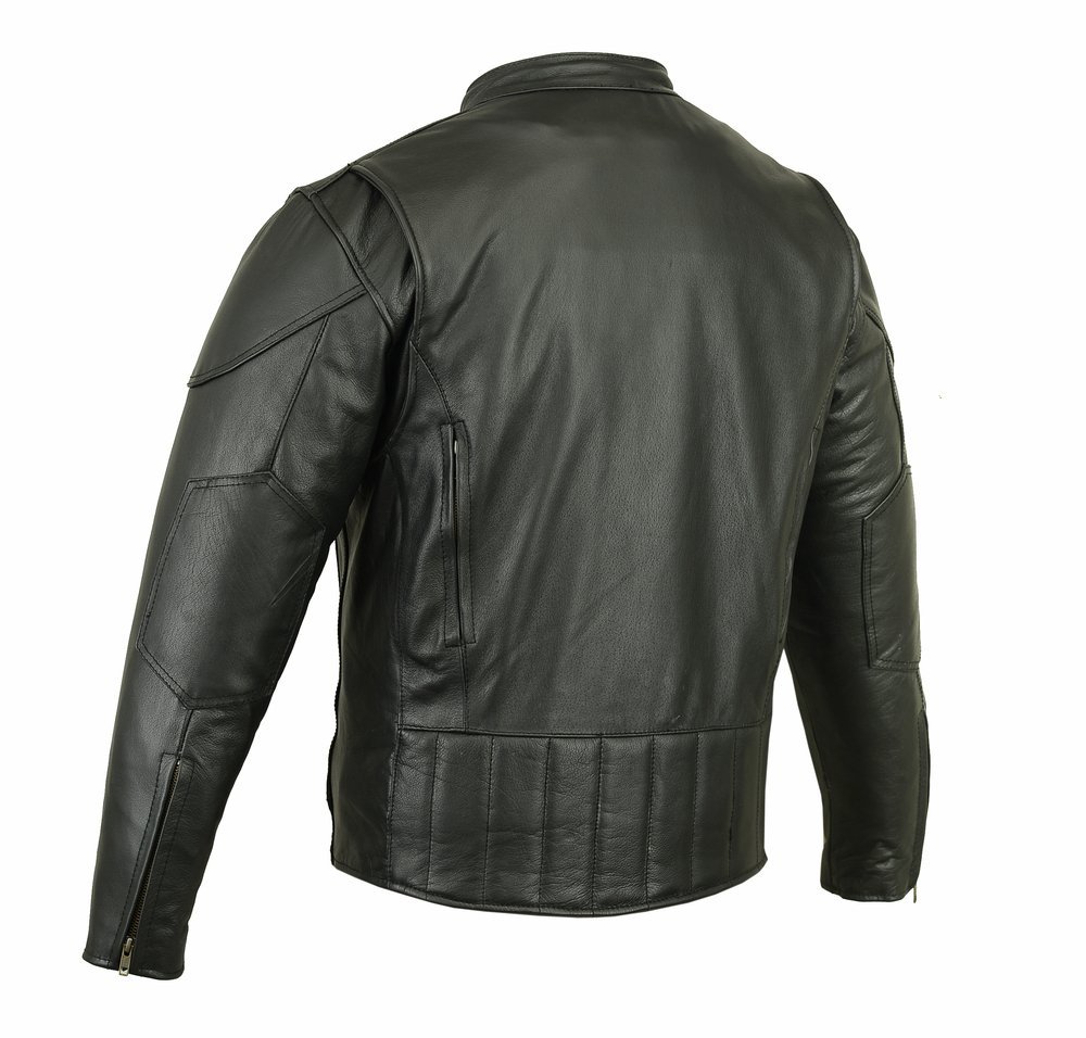 Leather Motorcycle Jacket - Men's - Ventilated - Up To 12XL - Gun Pockets - DS779-DS - Image 3