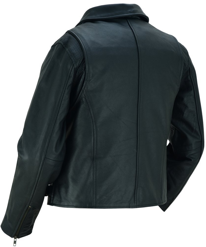 Leather Motorcycle Jacket - Women's - Updated and Stylish - Gun Pockets - DS804-DS - Image 7