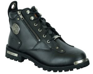 Men's Black 6 Inch Motorcycle Boots - Medium or Wide - Side Zipper - Plain Toe - DS9730-DS