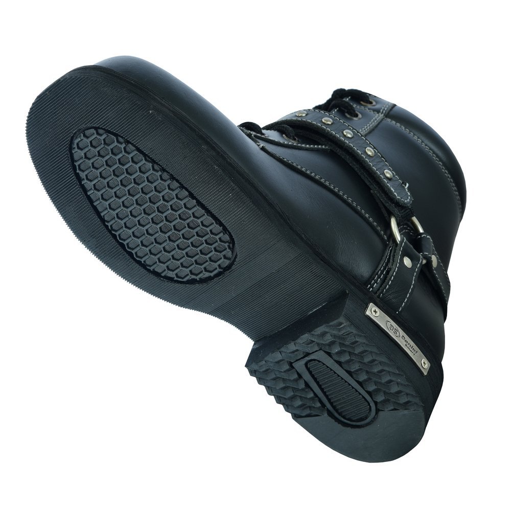 Leather Motorcycle Boots - Women's - Black - Side Zippers - DS9766-DS - Image 4