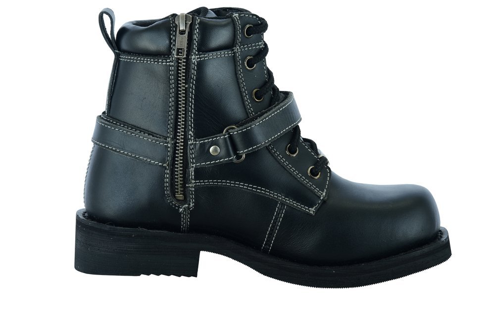 Leather Motorcycle Boots - Women's - Black - Side Zippers - DS9766-DS - Image 3