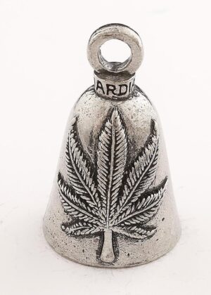 Pot Leaf - Pewter - Motorcycle Guardian Bell® - Made In USA - SKU GB-POT-LEAF-DS