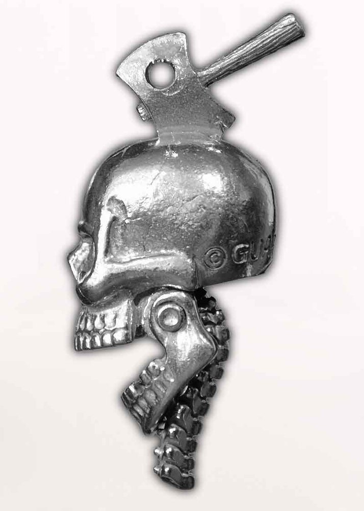 Skull Crush - Pewter - Motorcycle Guardian BellĀ® - Made In USA - SKU GB-SKULL-CRUSH-DS - Image 2