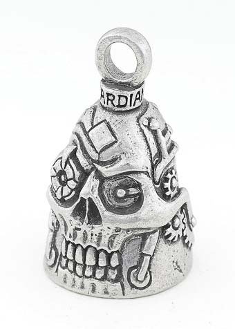 Steampunk Skull - Pewter - Motorcycle Guardian BellĀ® - Made In USA - SKU GB-STEAMPUNK-SKULL-DS