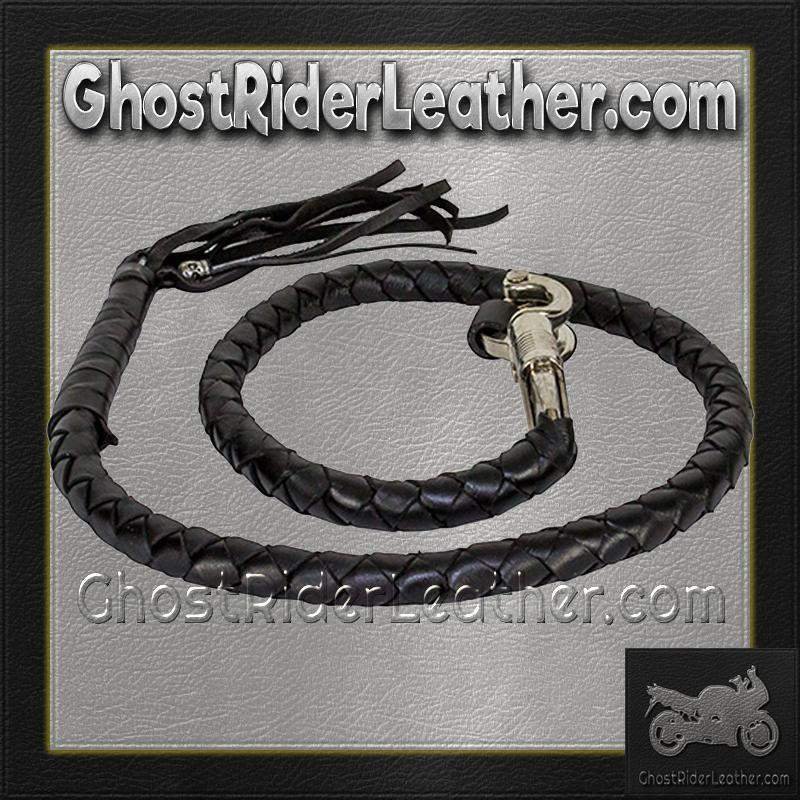 Get Back Whip - Black Leather - 42 Inches Long - Motorcycle Accessories - GBW1-11-DL - Image 4