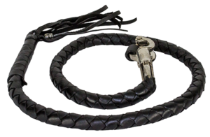 Get Back Whip - Black Leather - 42 Inches Long - Motorcycle Accessories - GBW1-11-DL