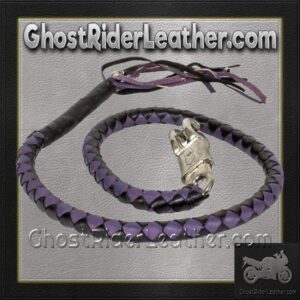 Get Back Whip in Black and Purple Leather - Motorcycle Accessories - SKU GRL-GBW10-11-DL