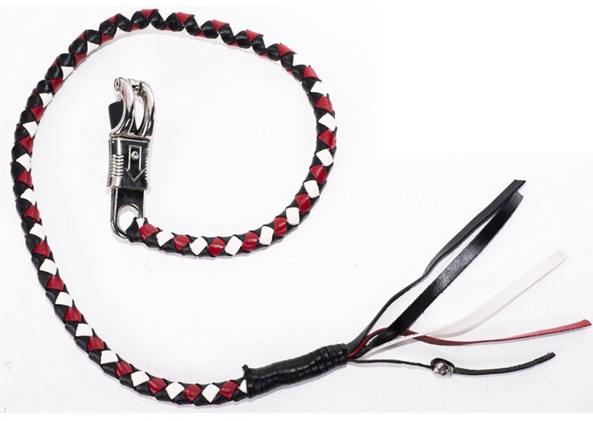 Get Back Whip - 36 Inches - White Red and Black Leather - GBW13-DL