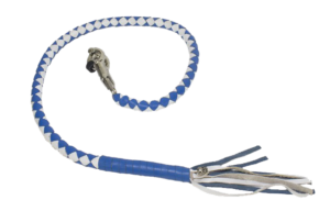 Get Back Whip - 42 Inches - White and Blue Leather - Motorcycle Accessories - GBW16-11-DL