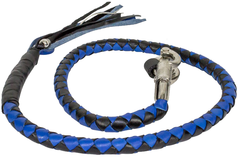 Get Back Whip in Black and Blue Leather - Motorcycle Accessories - GBW2-11-DL