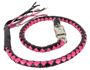 Get Back Whip in Pink and Black Leather - Motorcycle Accessories - GBW5-11-DL