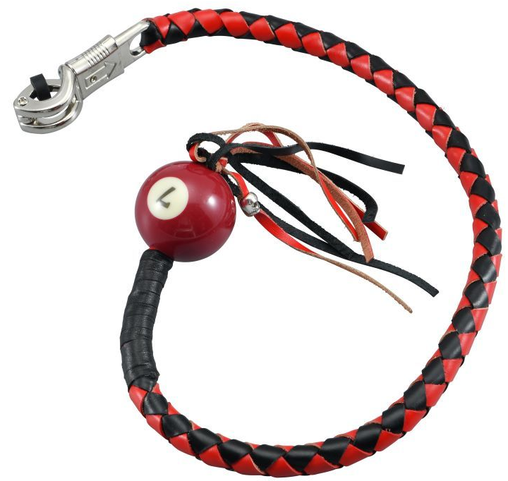 Get Back Whip - Black and Red Leather - With Pool Ball - 36 Inches - GBW6-BB-36-DL - Image 4