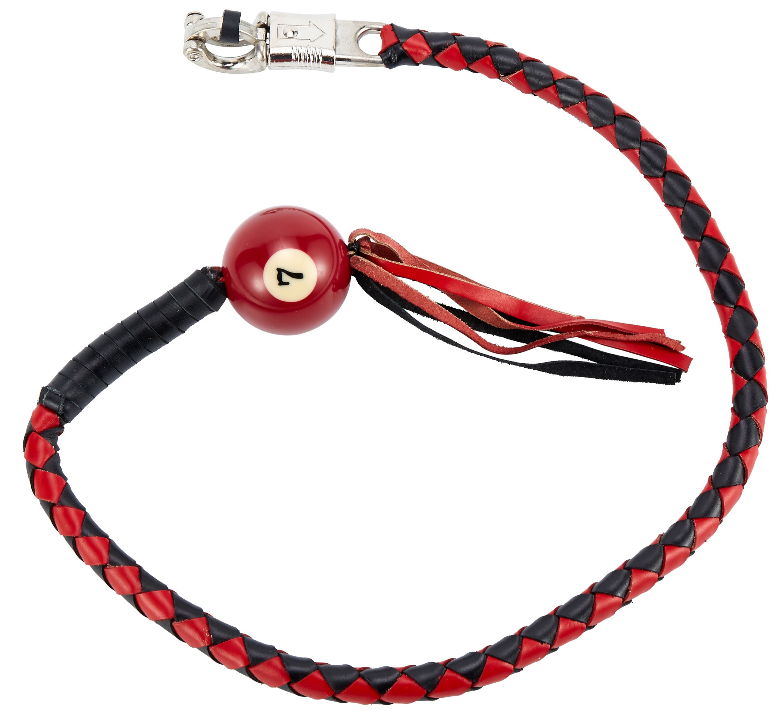 Get Back Whip - Black and Red Leather - With Pool Ball - 42 Inches - SKU GBW6-BB-DL - Image 3