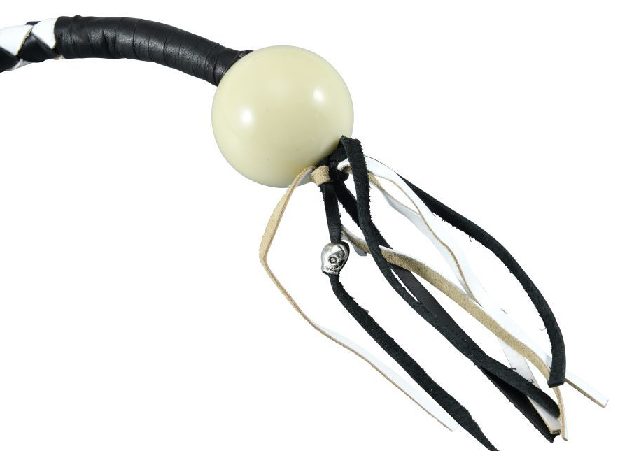 Get Back Whip - Black and White Leather - With White Cue Ball - 36 Inches - SKU GBW7-BB-36-DL - Image 2