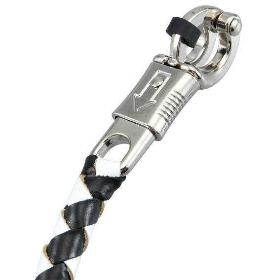 Get Back Whip - Black and White Leather - With White Cue Ball - 36 Inches - SKU GBW7-BB-36-DL - Image 3