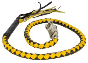 Get Back Whip in Black and Yellow Leather - 42 Inches - Motorcycle Accessories - GBW8-11-DL