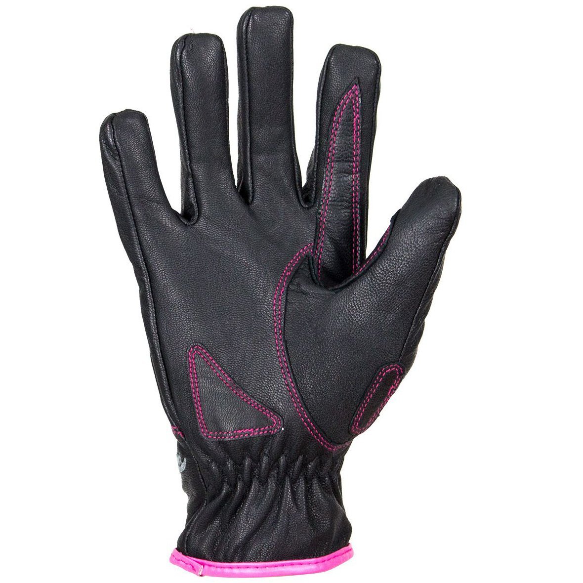 Leather Riding Gloves - Women's - Pink Embroidery - Full Finger - Motorcycle - GLZ106-EBL1-PINK-DL - Image 2