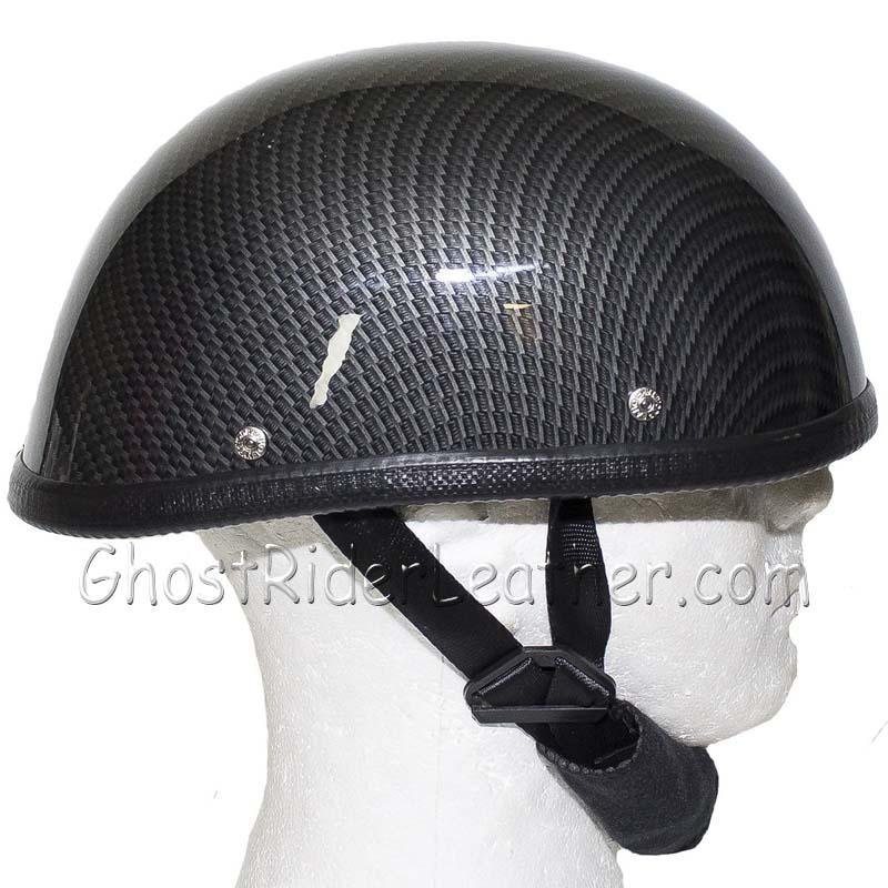 Novelty Motorcycle Helmet - Faux Carbon Fiber - Shorty - H401-CF-DL