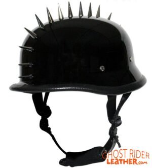 Novelty Motorcycle Helmet - Spiked - Gloss Black - German - H402-02-DL