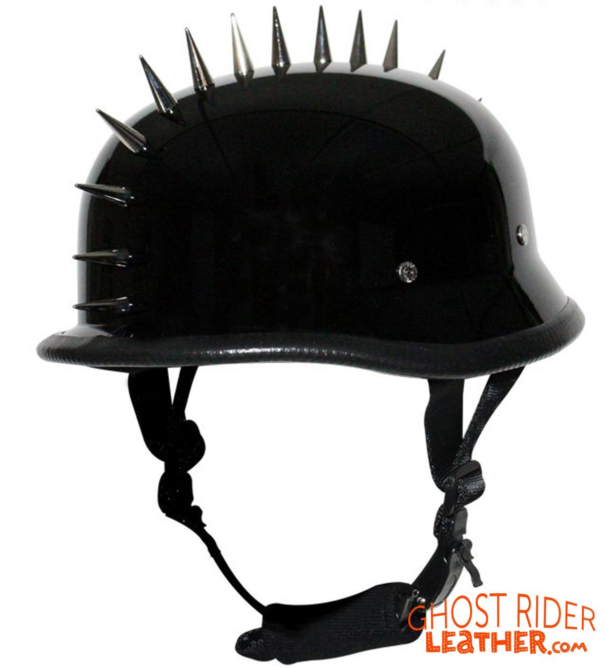 Novelty Motorcycle Helmet - Spiked - Gloss Black - German - H402-02-DL