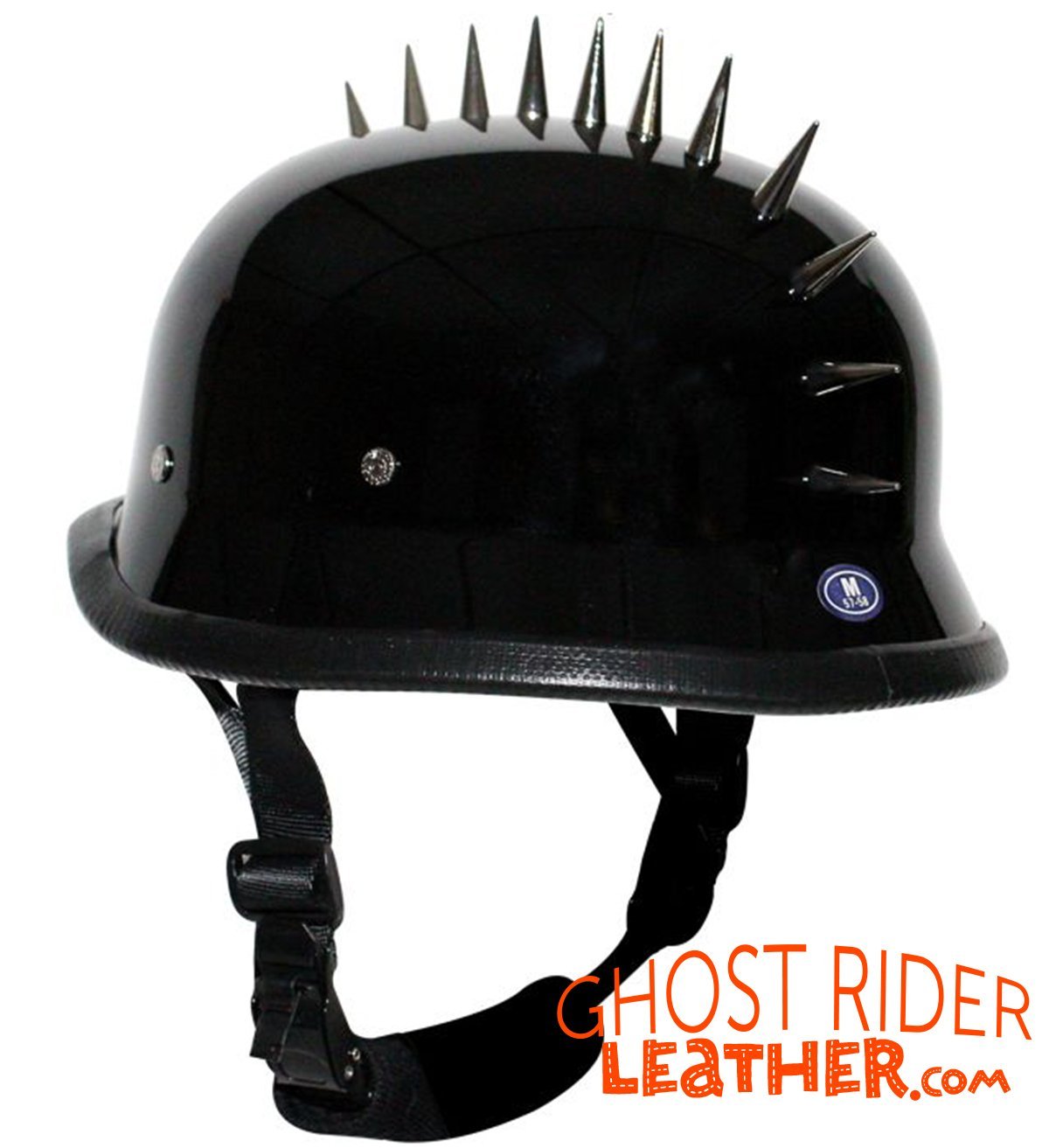 Novelty Motorcycle Helmet - Spiked - Gloss Black - German - H402-02-DL - Image 4